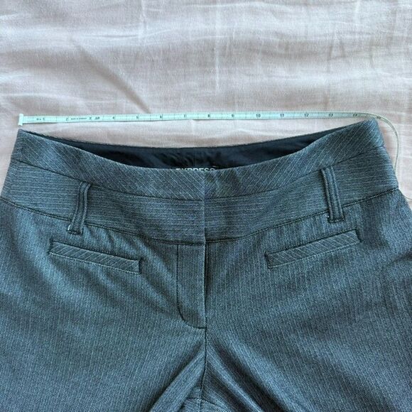 Express Editor Flare Pants Women’s 4R Herringbone Striped Career Gray Black - Picture 7 of 9